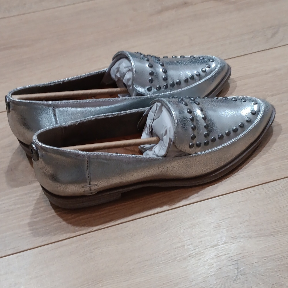 Blowfish Malibu Silver Metallic Studded Loafers, Ladies Dress Shoes Size 7M - Picture 4 of 16